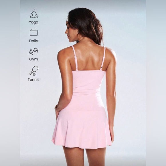 Baby pink tennis pickleball athletic mini dress XS built in shorts gym Pilates - Picture 7 of 14